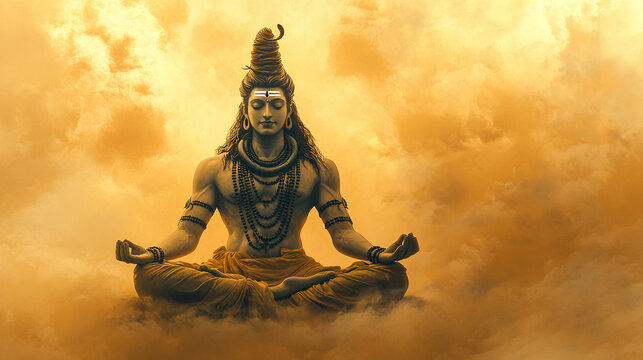 Maha Shivratri festival celebration hindu lord god shiva in Magical lights background
