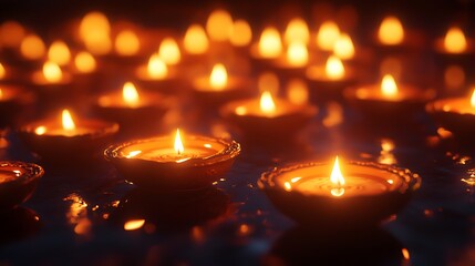 Illuminating Flames: A Close-Up of Floating Candles