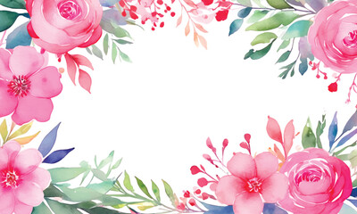 A frame of flowers with a white background that says spring