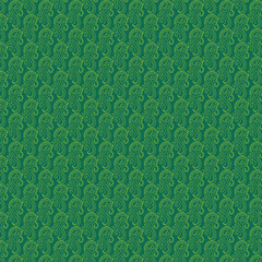 green background with a pattern of leaves and flowers