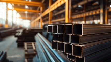 Storage of steel rectangular and square profiles in a metal warehouse