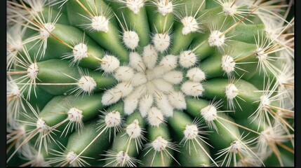 Close-up of a Cactus with White Spines and Green Skin