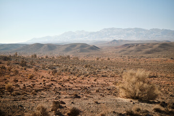 Desert landscape with mountains and clear sky