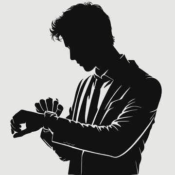 recommend clip art: Silhouette of a Businessman Checking His Watch