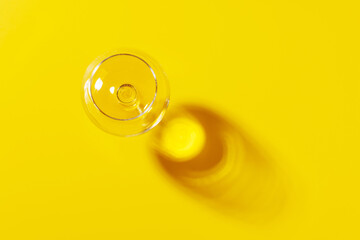Wine glass on a bright background