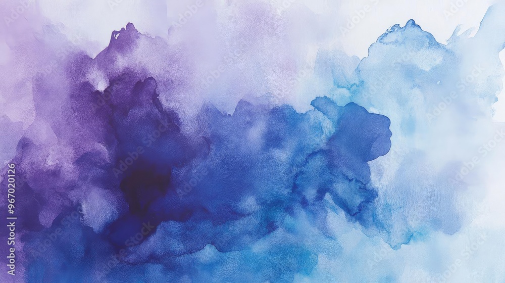 Poster a vibrant blend of purple and blue watercolor textures, creating a soft and artistic background atmo