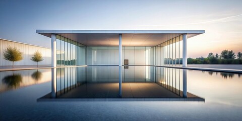 Obraz premium Tranquil reflection of modern architecture