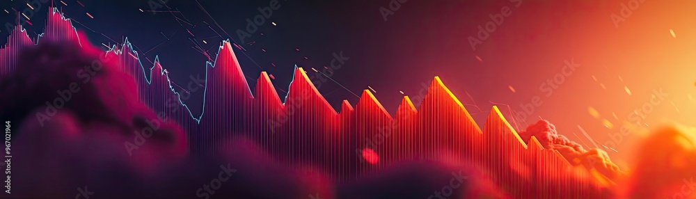 Poster a vibrant landscape of colorful peaks illuminated by soft light, representing mountains in a surreal