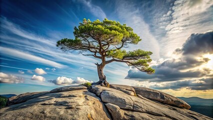 Tree growing in harsh conditions on a rock