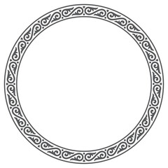 Vector circular frame with decorative, intricate pattern of swirling lines and shapes. Isolated on white background