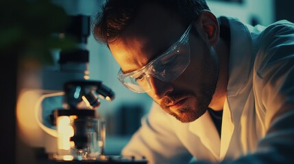 A Scientist Examining a Sample Under a Microscope