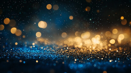 Fototapeta premium Abstract background with Dark blue and gold particle, shine, bright, sparkle, magical, glittering, texture, effect, space