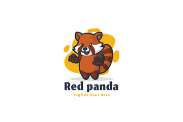 Red panda logo illustration vector Design template