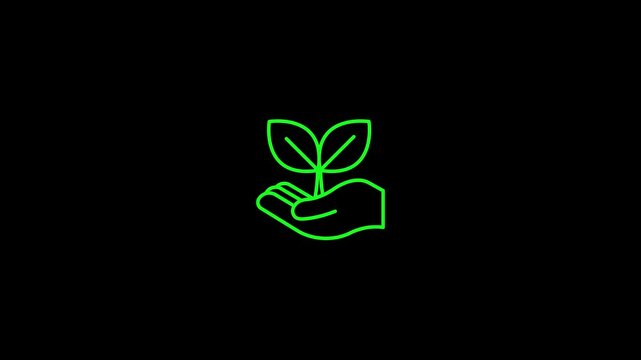Nature care icon. Restoration of wild flora. Plants cultivation program. Gardening industry. Silhouette symbol on white space.