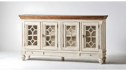 white wooden window, Cabinet & Sideboard furniture in white background