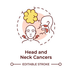 Head and neck cancer multi color concept icon. Type of cancer. Throat and larynx oncology. Sore throat symptom. Round shape line illustration. Abstract idea. Graphic design. Easy to use in article