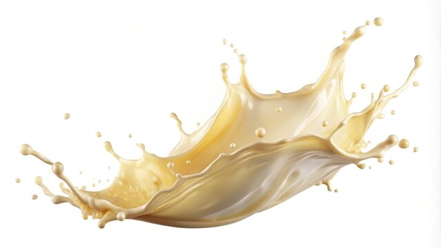 Vanilla milk splash in the air isolated on white background