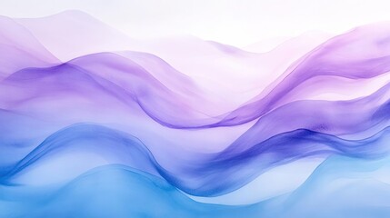 Naklejka premium Soft flowing waves of purple and blue create a serene background, ideal for designs, presentations, and artistic projects.