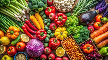 Fototapeta premium vibrant assortment of vegetables on display with blurred background