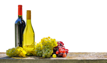 Bottles of red and white wine