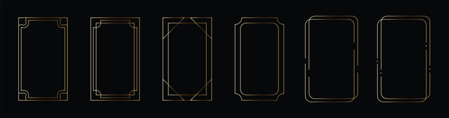 border frame of thin golden decoration frame set with vintage shape set