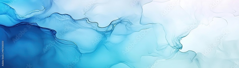 Poster a beautiful blend of blue and white hues, creating a serene and tranquil abstract image perfect for 