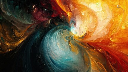 50. A surreal abstract image with swirling colors and shapes, each element representing a different emotion, creating a complex and dynamic composition