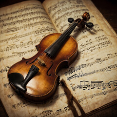 Naklejka premium violin vintage musical instruments