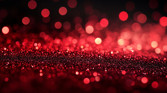 Red luxury glitter and bokeh particles, red bokeh background, holiday festival background