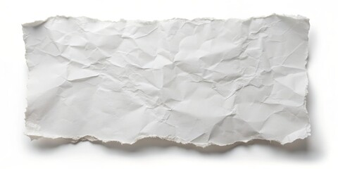 Obraz premium The crumpled paper sheet sits atop a clean white surface, its folded edges and torn surfaces projecting a