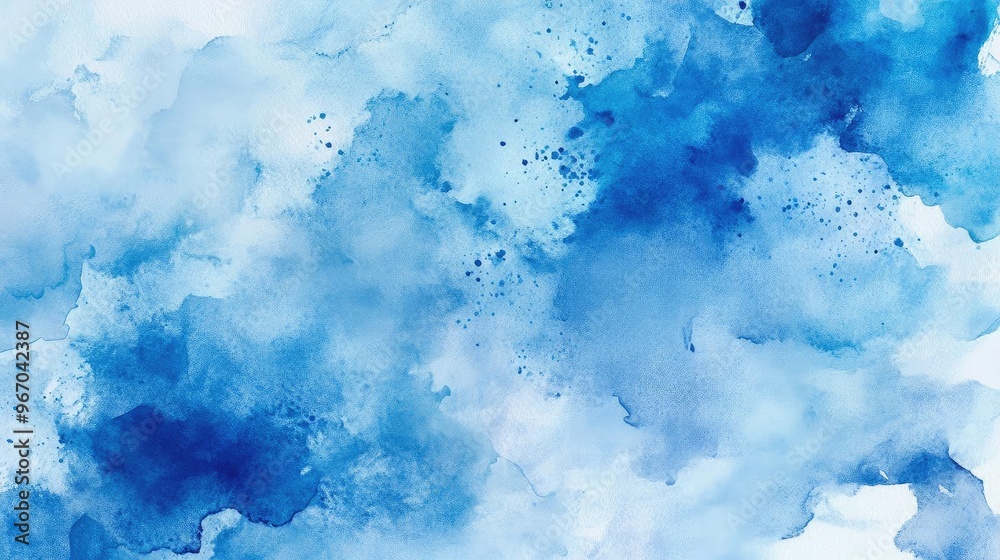 Poster Abstract blue watercolor background with soft textures and fluid patterns. Ideal for creative projects and artistic presentations.
