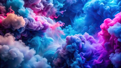 Fototapeta premium Vibrantly colored smoke clouds with intense and varied blue and purple hues