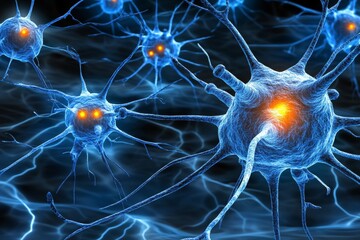 Synaptic transmission brainwave and synaptic communication neural pathways illuminated with synapses representing electrical impulses and brain communication in action