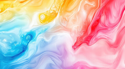 Obraz premium Abstract liquid color gradients on white background yellow red blue mixture