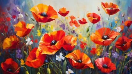 Art Painting Bright Poppies