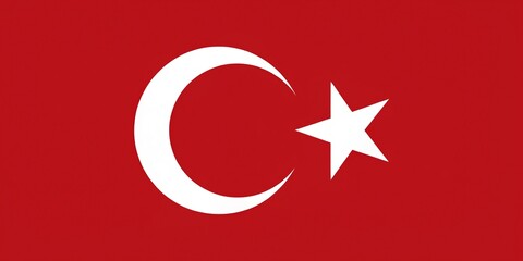Obraz premium The Ottoman Empire flag proudly waves its red background and white crescent symbol adorned with a star, representing
