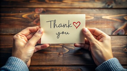 The person's hands cradled a handwritten note, the words streaming across the page in a message of gratitude,