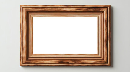 Rustic Wooden Frame Mockup With White Background. Perfect For Showcasing Your Artwork, Photos, Or Designs.