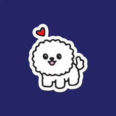 Animal icons poodle dog baby with heart love sticker cartoon character high quality vector for prints children cute adorable