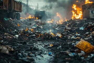 Obraz premium Waste landfill illustration created with Generative AI