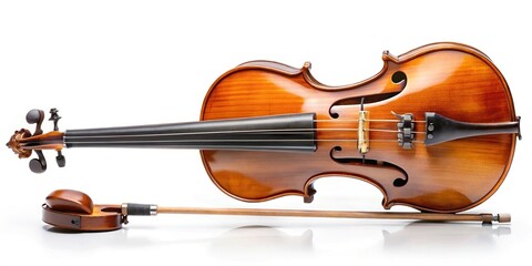 Fototapeta premium Violin and bow isolated on white background