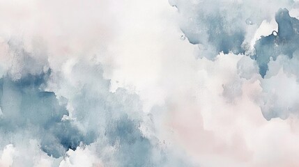 Obraz premium A serene watercolor background featuring soft clouds in shades of blue and pink, perfect for calming designs and creative projects.