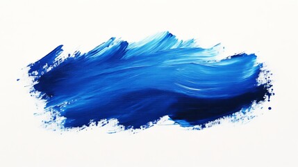 Bold blue paint stroke on white background, abstract art concept