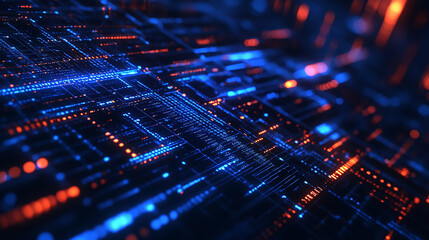 Obraz premium Blue geometric abstract technology background, blue technology light concept illustration