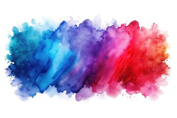 Watercolor brush strokes in blue, purple, and red