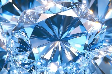 Diamond texture close up. blue gem 