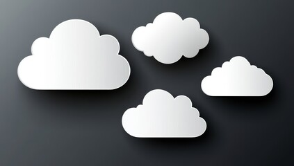 Fototapeta premium white speech bubbles, thought clouds and other elements on dark background