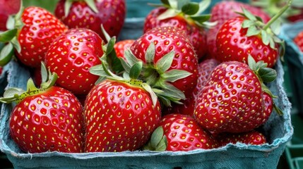 Fresh Strawberries: Juicy, sweet, bright red strawberries in a carton. Perfect for snacking, topping desserts, or blending into smoothies.
