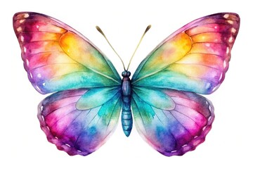 Obraz premium watercolor painting of a magical butterfly flying in the air on a white background