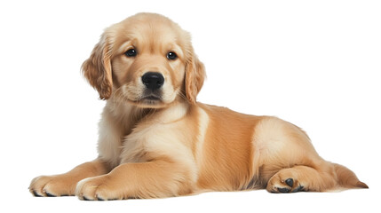 A golden retriever puppy isolated on white background